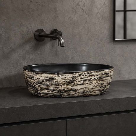 475x340x130mm Oval Black Interior Porcelain Basin