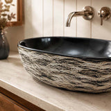 475x340x130mm Oval Black Interior Porcelain Basin
