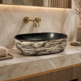 475x340x130mm Oval Black Interior Porcelain Basin