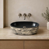 475x340x130mm Oval Black Interior Porcelain Basin