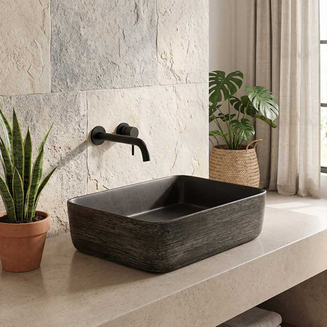 Rectangle Porcelain Above Counter Basin Bathroom Wash Art Basin 470x365x130mm