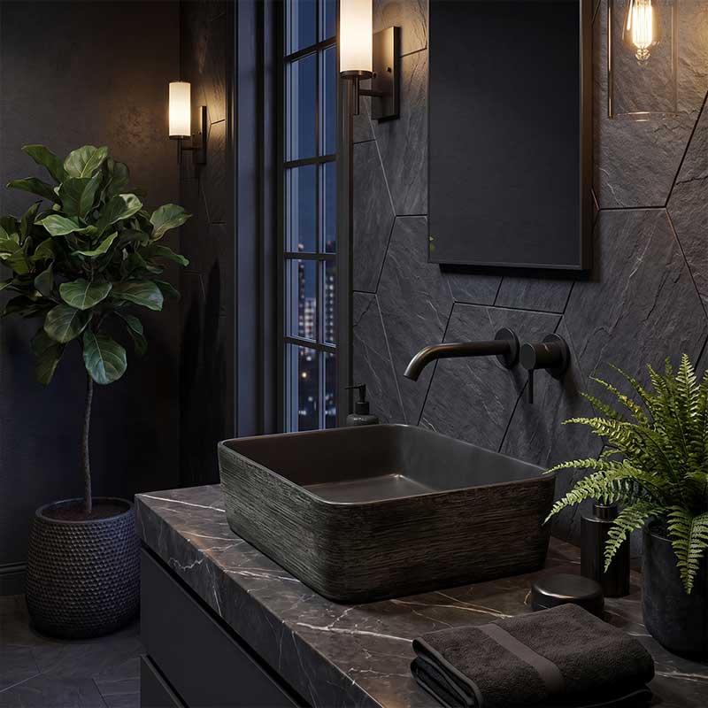Rectangle Porcelain Above Counter Basin Bathroom Wash Art Basin 470x365x130mm