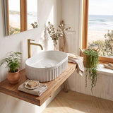 Infinity Oval Fluted Ceramic Above Counter Basin 555x355x150mm - Variant Colour