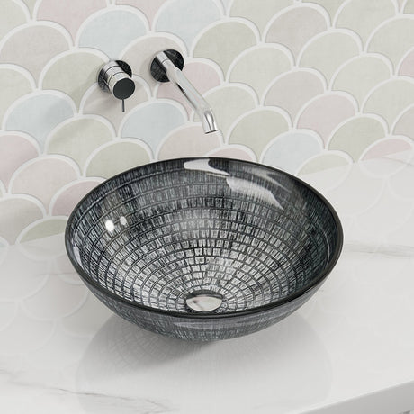 420X420X145Mm Above Counter Tempered Glass Basin Round Bathroom Antique Vintage Wash Art