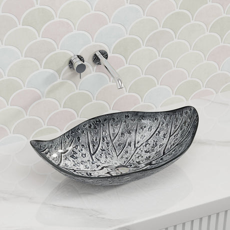 590X370X140Mm Above Counter Glass Art Basin Special Shape Bathroom Antique Vintage Wash