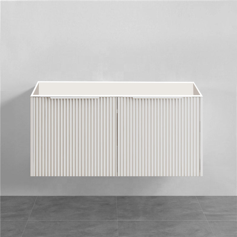 1200mm THENA Wall Hung Plywood Vanity Matt White Linear Surface Single/Double Bowls Cabinet ONLY for Bathroom