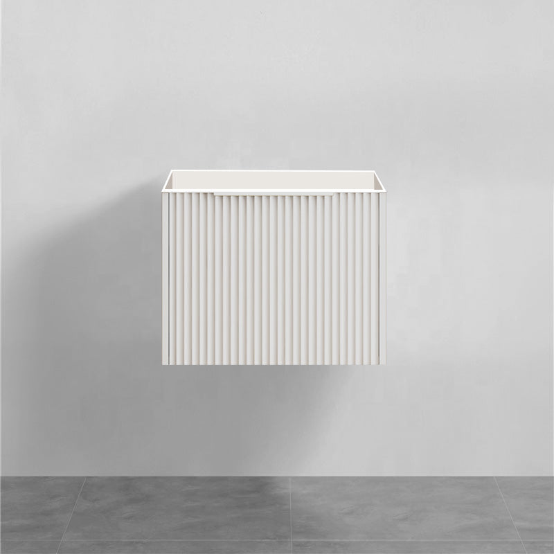 600mm THENA Wall Hung Plywood Vanity Matt White Linear Surface Single Bowl Cabinet ONLY for Bathroom
