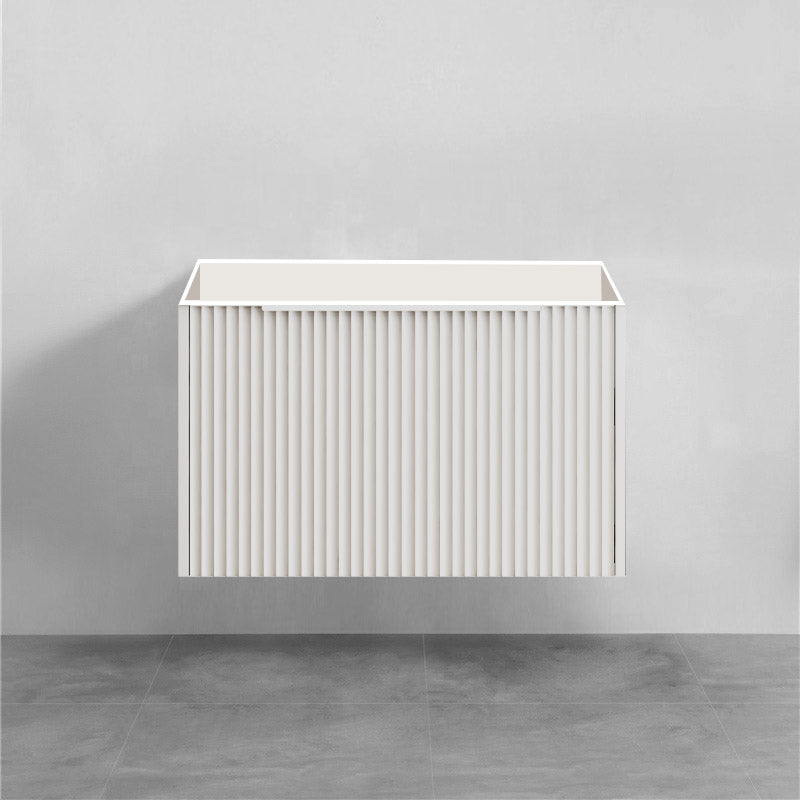 750mm THENA Wall Hung Plywood Vanity Matt White Linear Surface Single Bowl Cabinet ONLY for Bathroom