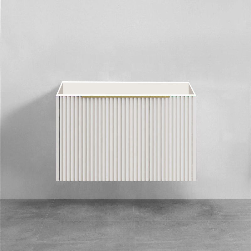 750mm THENA Wall Hung Plywood Vanity Matt White Linear Surface Single Bowl Cabinet ONLY for Bathroom