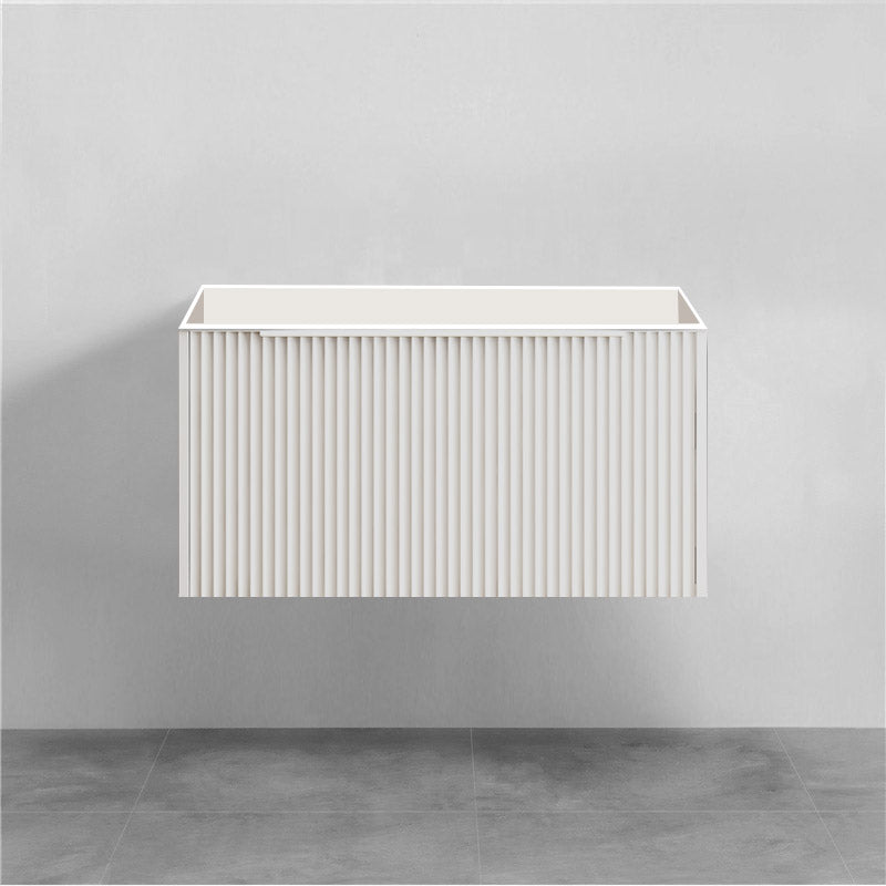 900mm THENA Wall Hung Plywood Vanity Matt White Linear Surface Single Bowl Cabinet ONLY for Bathroom