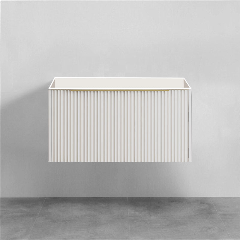900mm THENA Wall Hung Plywood Vanity Matt White Linear Surface Single Bowl Cabinet ONLY for Bathroom