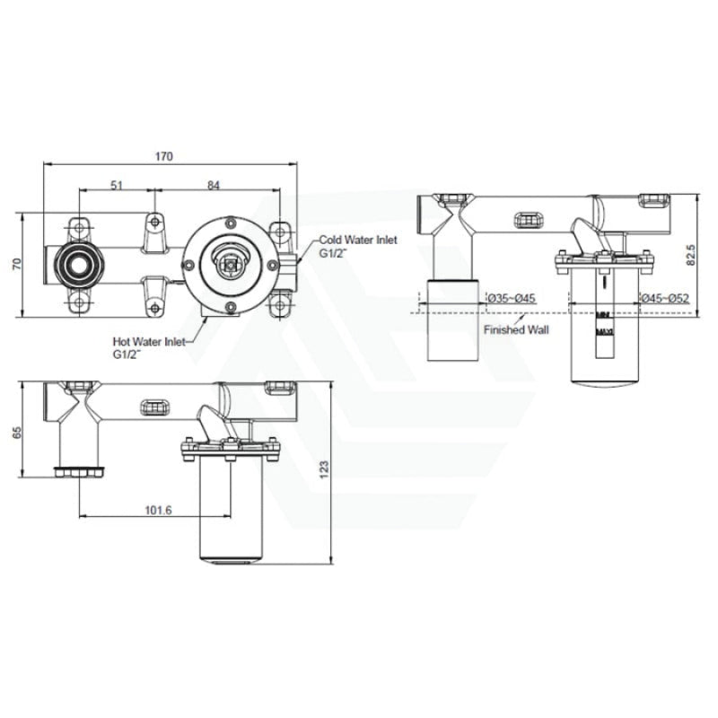 Kohler Components™ Chrome Square Wall Mounted Mixer With Spout Ribbon Design Bath/Basin Tap Sets
