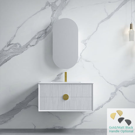 600-1500Mm Wall Hung Plywood Vanity White Linear Surface Single/Double Bowls Cabinet 