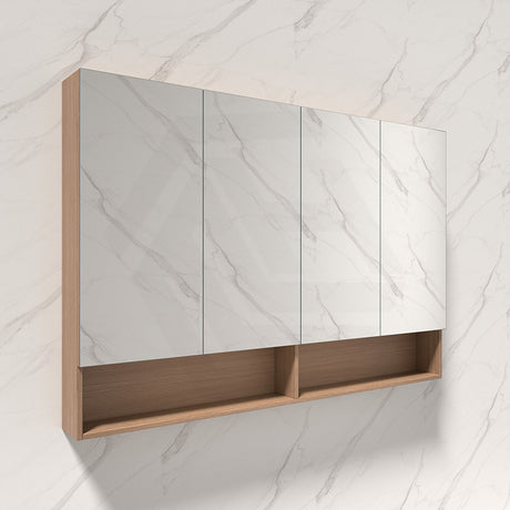 600/750/900/1200/1500mm Lukka Clark Plywood Wall Hung Mirror Shaving Cabinet Mocha Oak Matte/Sandy Oak Matte