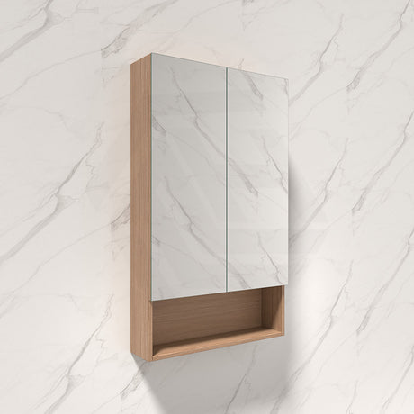 600/750/900/1200/1500mm Lukka Clark Plywood Wall Hung Mirror Shaving Cabinet Mocha Oak Matte/Sandy Oak Matte