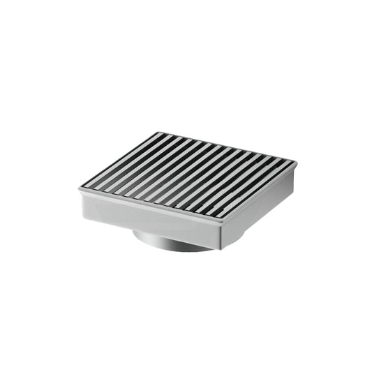 110x110mm Chrome Grill Floor Waste Drain Stainless Steel 80mm Outlet