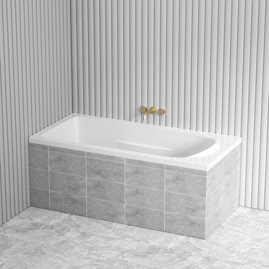 Linkware 1525/1675mm Square Drop in Bathtub Acrylic Gloss White Fiberglass Built in