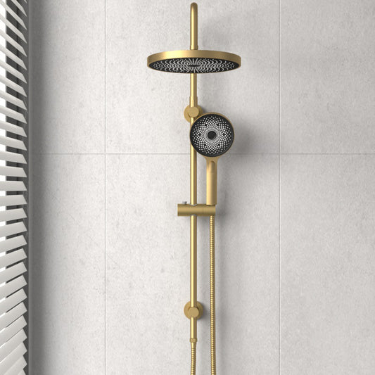 G#3(Gold) Linkware Gabe Twin Shower on Rail – Brushed Gold