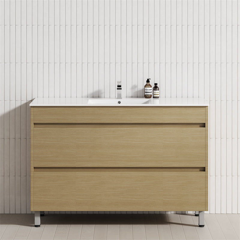 2-Drawer 600/750/900/1200Mm Freestanding Bathroom Vanity With Legs Multi-Colour Cabinet Only