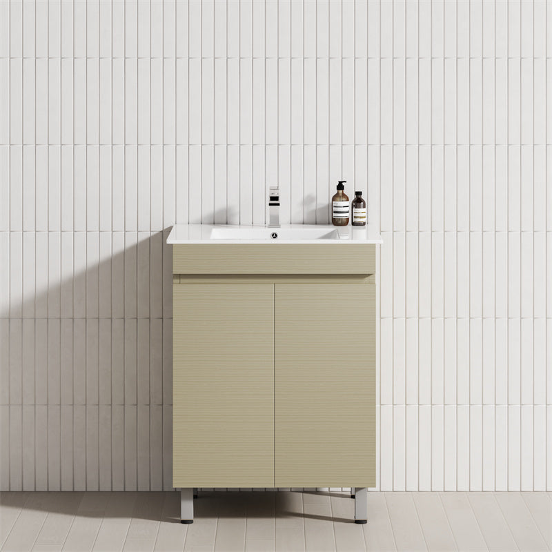2-Door 600/750/900mm Narrow Freestanding Bathroom Vanity with Legs Multi-Colour Cabinet Only