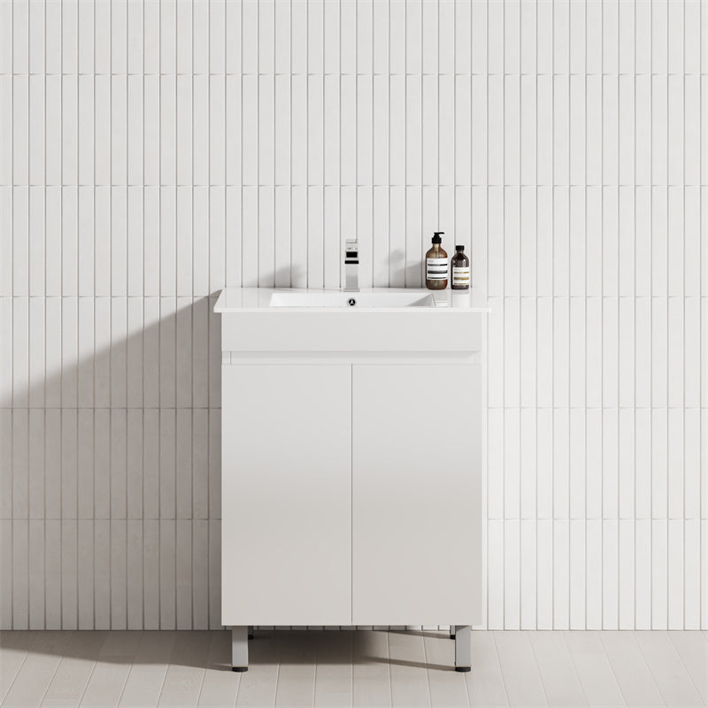 2-Door 600/750/900mm Narrow Freestanding Bathroom Vanity with Legs Multi-Colour Cabinet Only