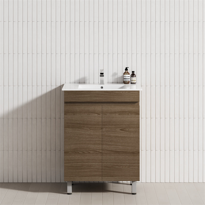 2-Door 600/750/900mm Narrow Freestanding Bathroom Vanity with Legs Multi-Colour Cabinet Only
