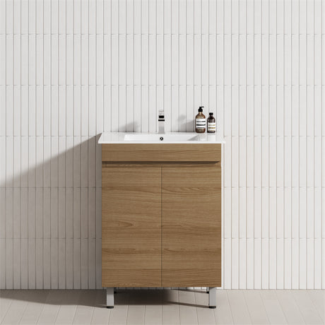 2-Door 600/750/900mm Narrow Freestanding Bathroom Vanity with Legs Multi-Colour Cabinet Only