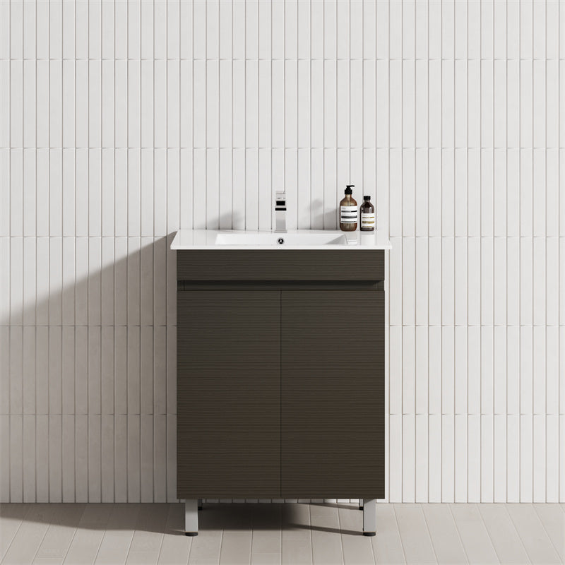 2-Door 600/750/900mm Narrow Freestanding Bathroom Vanity with Legs Multi-Colour Cabinet Only