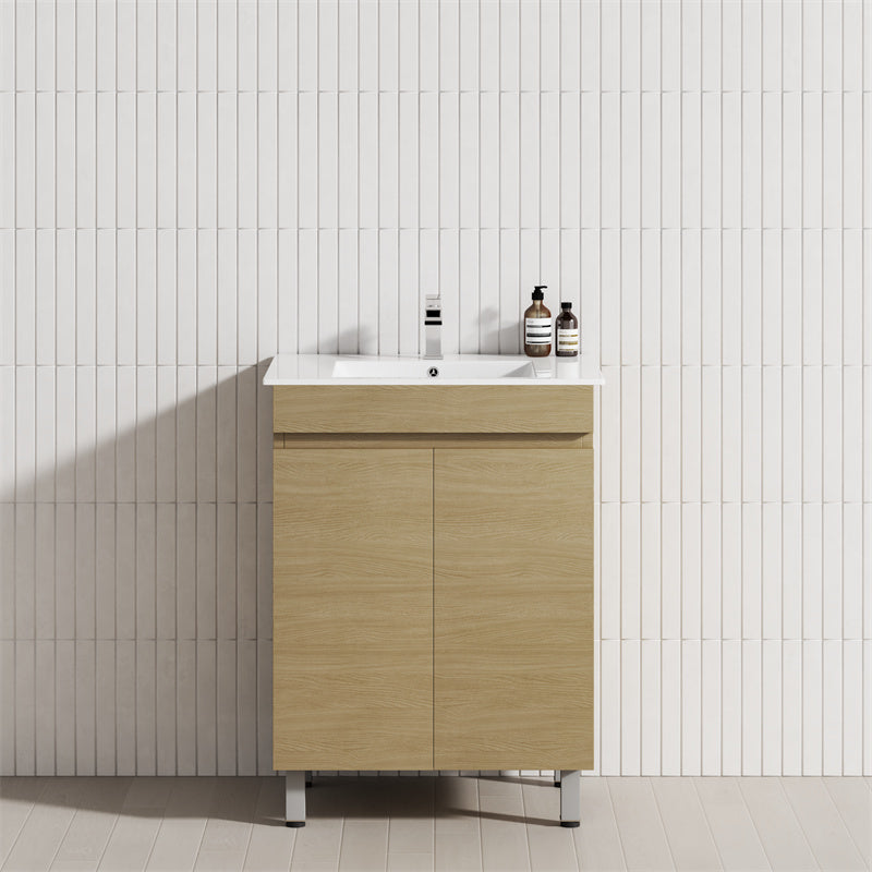 2-Door 600/750/900mm Narrow Freestanding Bathroom Vanity with Legs Multi-Colour Cabinet Only