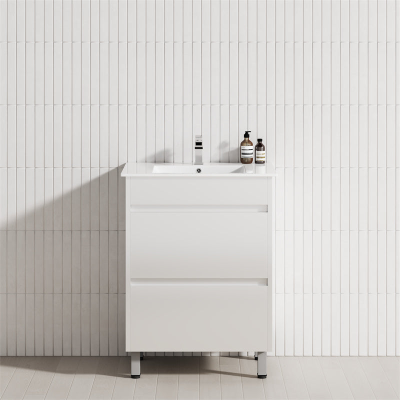 2-Drawer 600/750/900/1200Mm Freestanding Bathroom Vanity With Legs Multi-Colour Cabinet Only