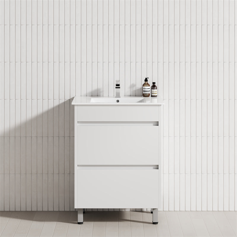 2-Drawer 600/750/900/1200Mm Freestanding Bathroom Vanity With Legs Multi-Colour Cabinet Only