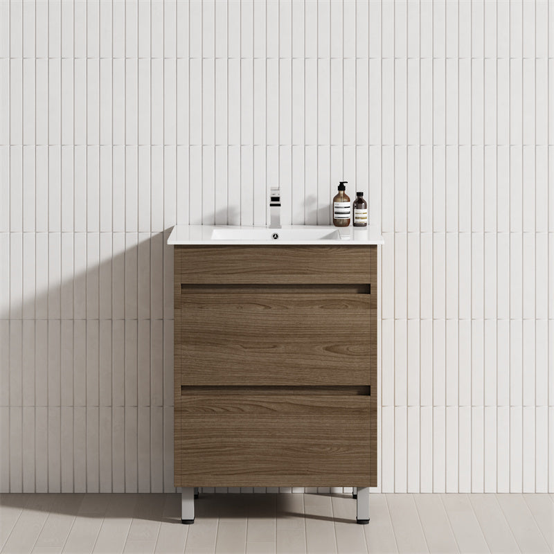 2-Drawer 600/750/900/1200Mm Freestanding Bathroom Vanity With Legs Multi-Colour Cabinet Only