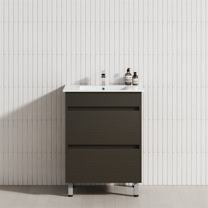 2-Drawer 600/750/900/1200Mm Freestanding Bathroom Vanity With Legs Multi-Colour Cabinet Only