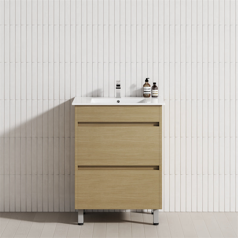 2-Drawer 600/750/900/1200Mm Freestanding Bathroom Vanity With Legs Multi-Colour Cabinet Only