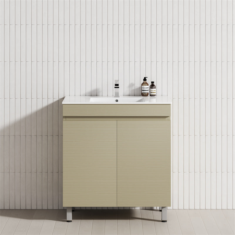 2-Door 600/750/900mm Narrow Freestanding Bathroom Vanity with Legs Multi-Colour Cabinet Only