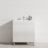 2-Door 600/750/900mm Narrow Freestanding Bathroom Vanity with Legs Multi-Colour Cabinet Only