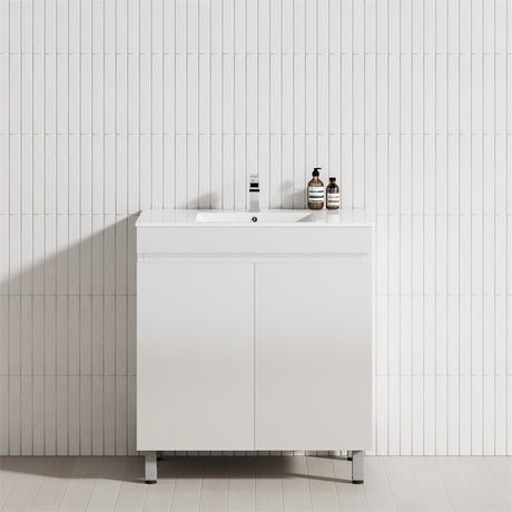 2-Door 600/750/900mm Narrow Freestanding Bathroom Vanity with Legs Multi-Colour Cabinet Only