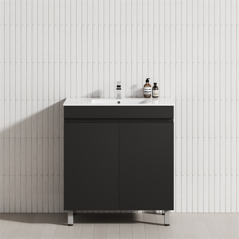 2-Door 600/750/900mm Narrow Freestanding Bathroom Vanity with Legs Multi-Colour Cabinet Only