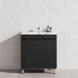 2-Door 600/750/900mm Narrow Freestanding Bathroom Vanity with Legs Multi-Colour Cabinet Only