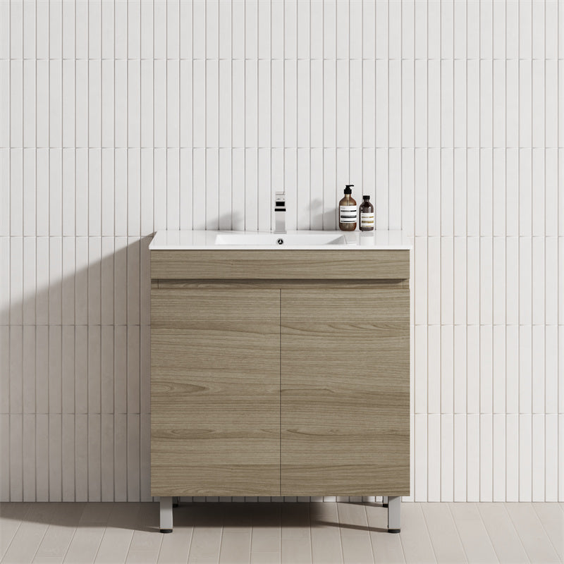 2-Door 600/750/900mm Narrow Freestanding Bathroom Vanity with Legs Multi-Colour Cabinet Only