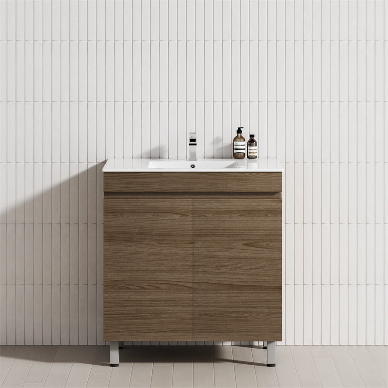 2-Door 600/750/900mm Narrow Freestanding Bathroom Vanity with Legs Multi-Colour Cabinet Only