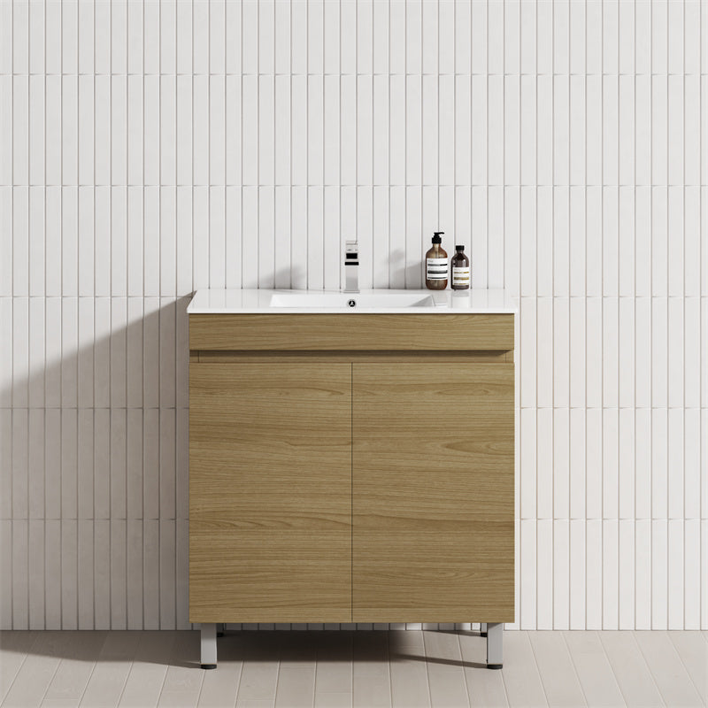 2-Door 600/750/900mm Narrow Freestanding Bathroom Vanity with Legs Multi-Colour Cabinet Only