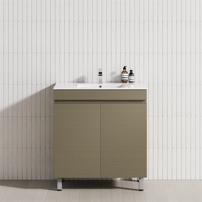 2-Door 600/750/900mm Narrow Freestanding Bathroom Vanity with Legs Multi-Colour Cabinet Only