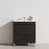 2-Door 600/750/900mm Narrow Freestanding Bathroom Vanity with Legs Multi-Colour Cabinet Only