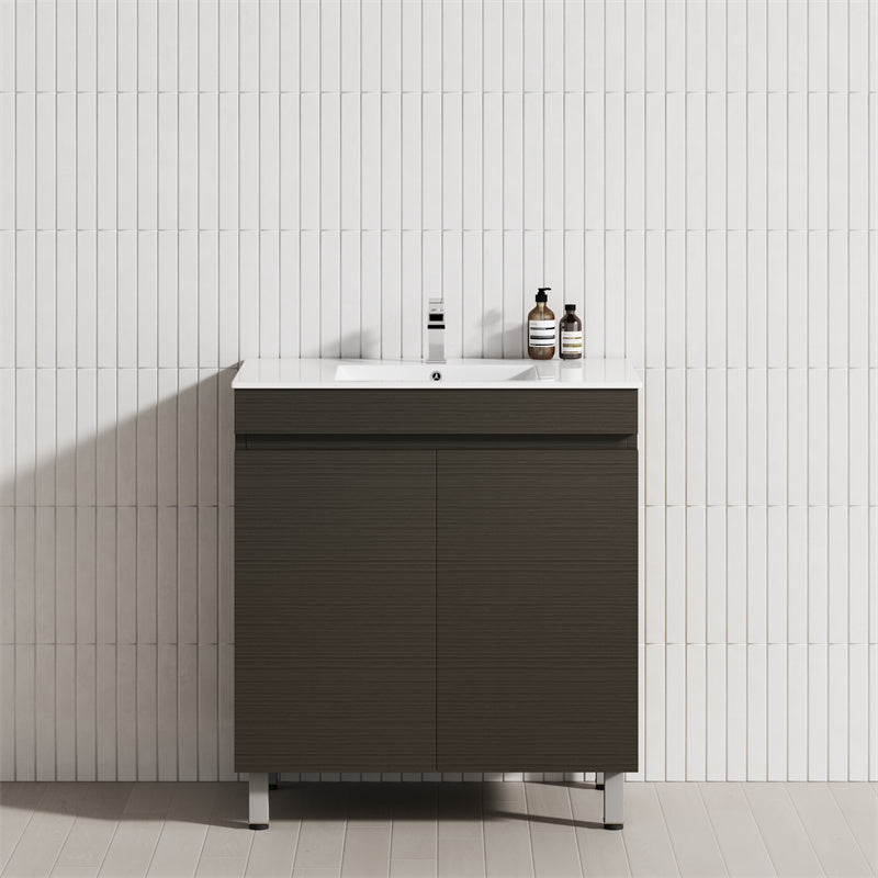 2-Door 600/750/900mm Narrow Freestanding Bathroom Vanity with Legs Multi-Colour Cabinet Only