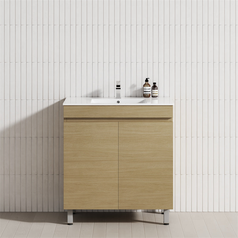 2-Door 600/750/900mm Narrow Freestanding Bathroom Vanity with Legs Multi-Colour Cabinet Only