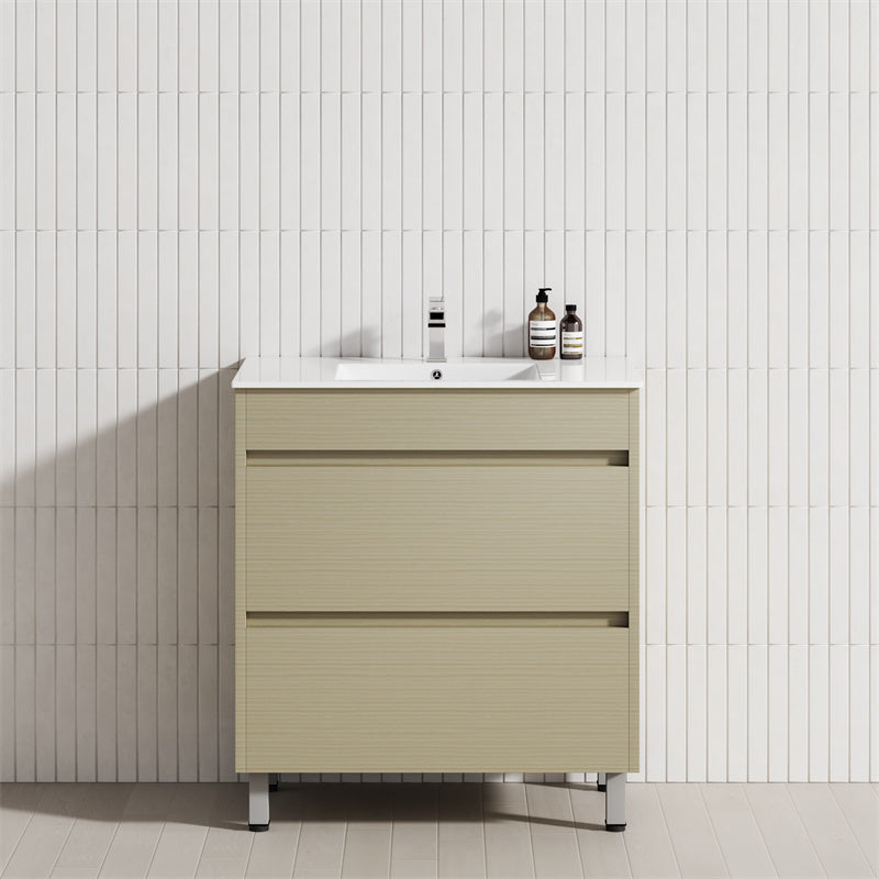 2-Drawer 600/750/900/1200Mm Freestanding Bathroom Vanity With Legs Multi-Colour Cabinet Only