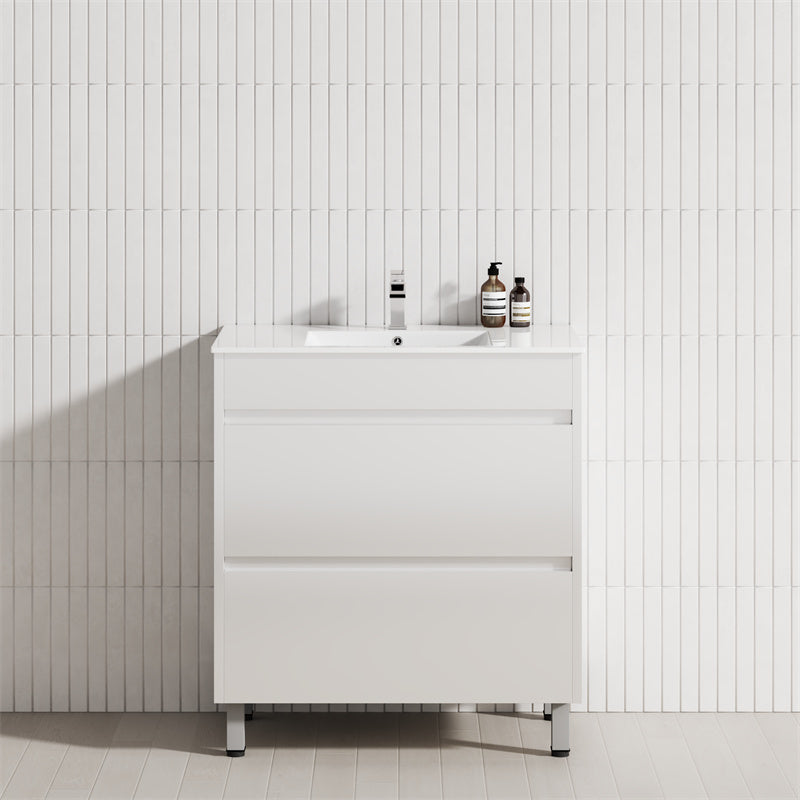 2-Drawer 600/750/900/1200Mm Freestanding Bathroom Vanity With Legs Multi-Colour Cabinet Only