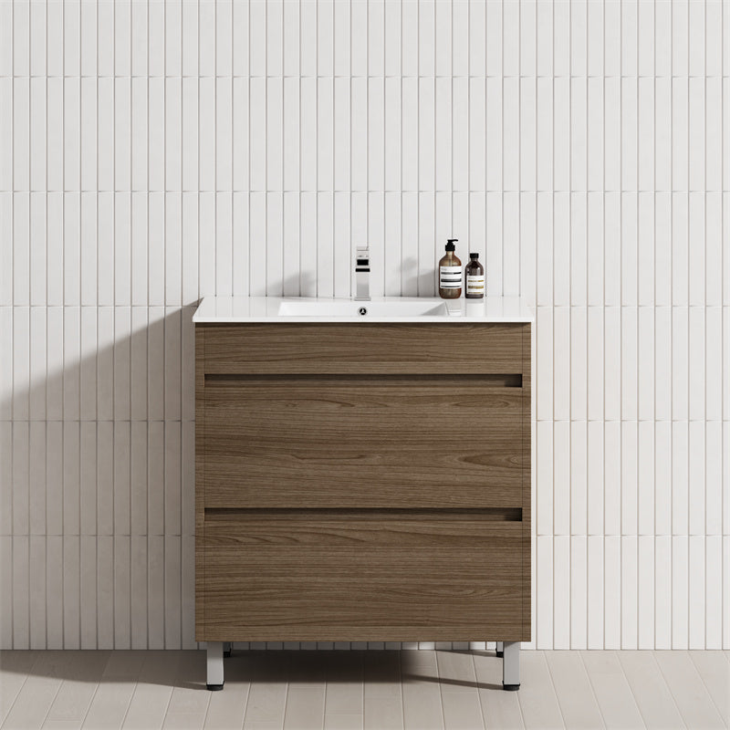 2-Drawer 600/750/900/1200Mm Freestanding Bathroom Vanity With Legs Multi-Colour Cabinet Only