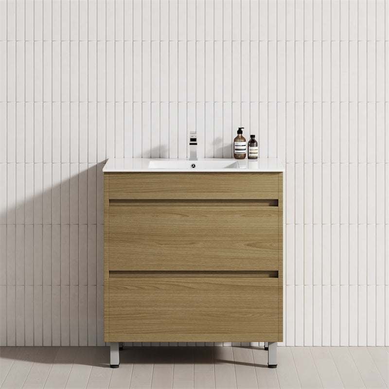 2-Drawer 600/750/900/1200Mm Freestanding Bathroom Vanity With Legs Multi-Colour Cabinet Only